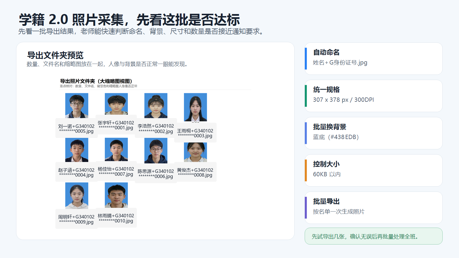 批量处理后的学籍照导出结果