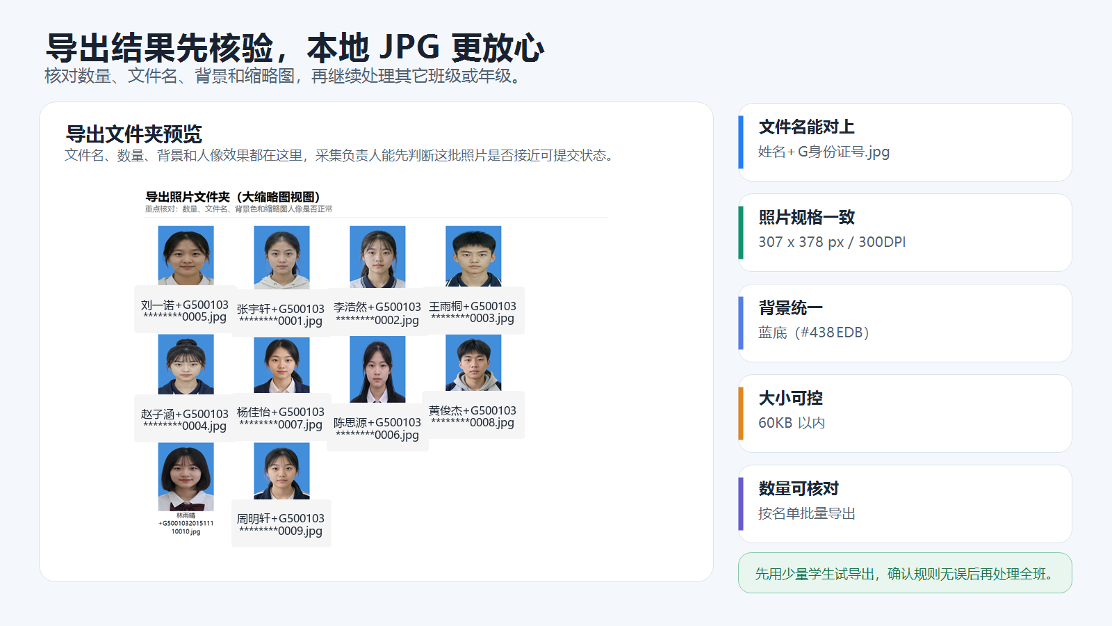 批量处理后的学籍照导出结果