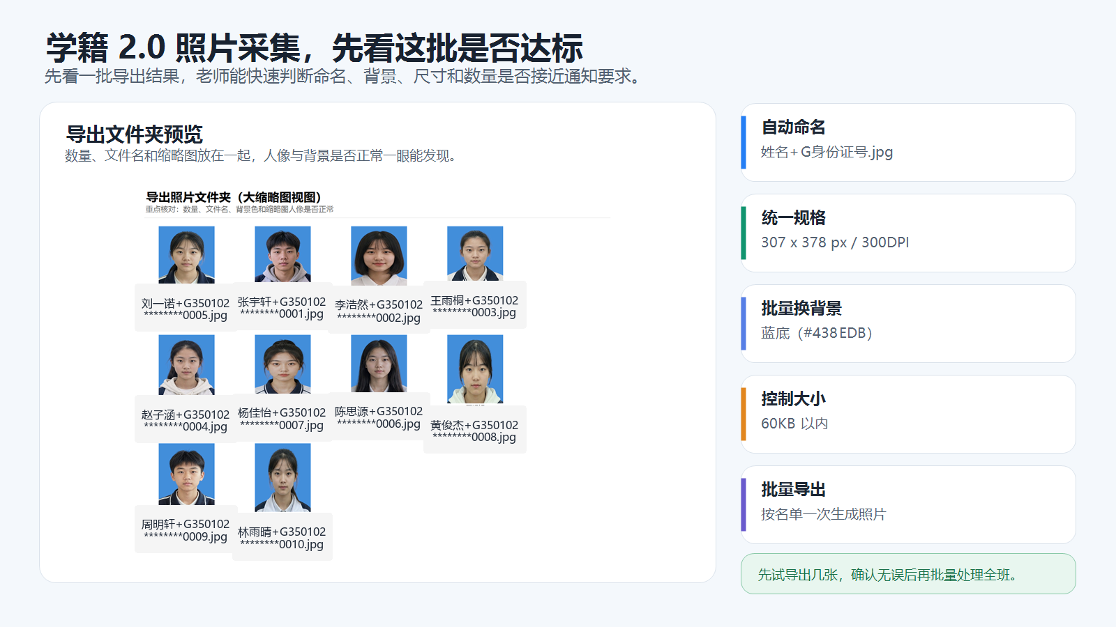批量处理后的学籍照导出结果