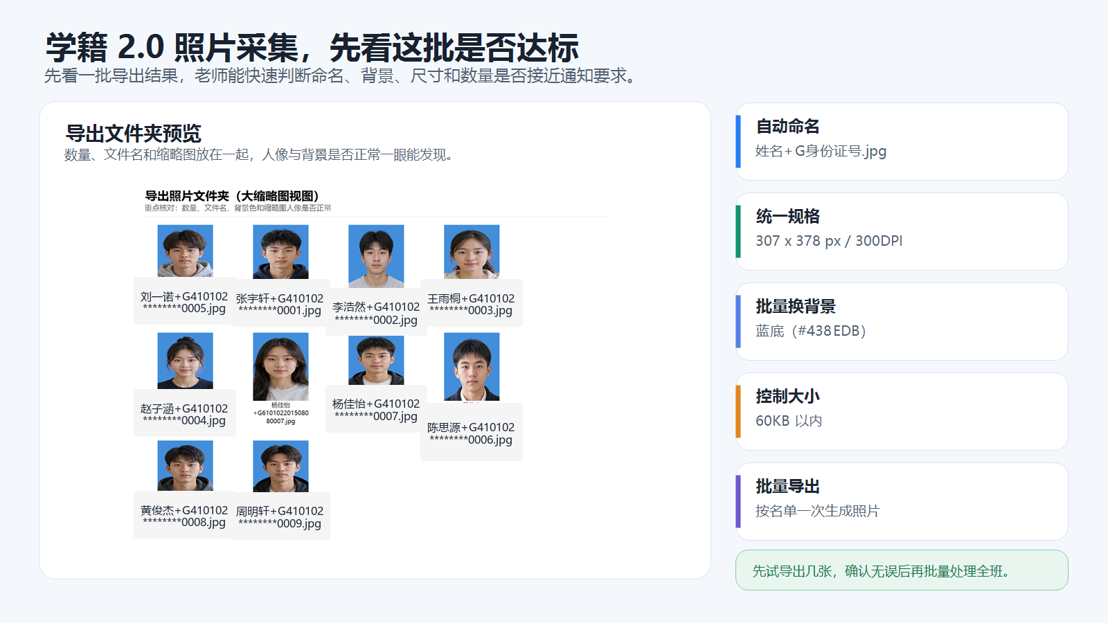 批量处理后的学籍照导出结果
