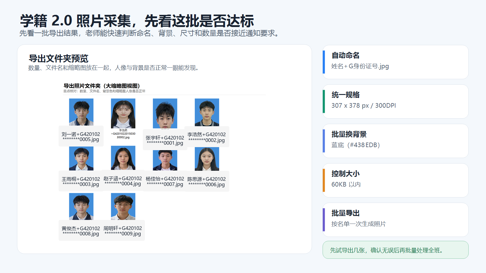 批量处理后的学籍照导出结果