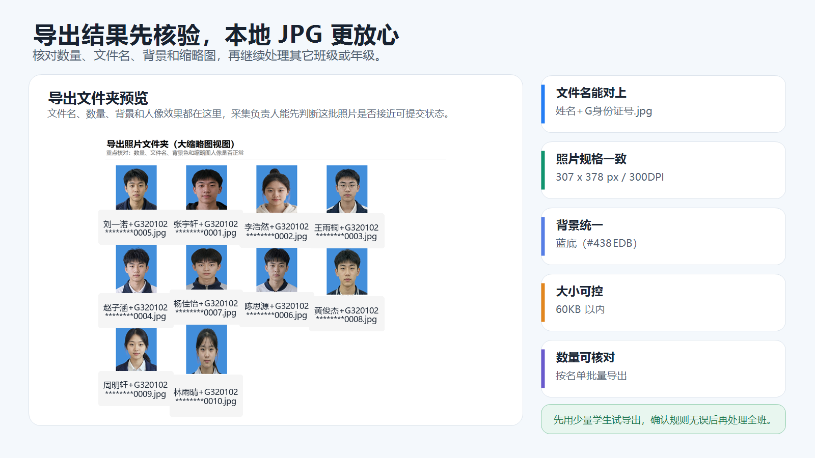 批量处理后的学籍照导出结果