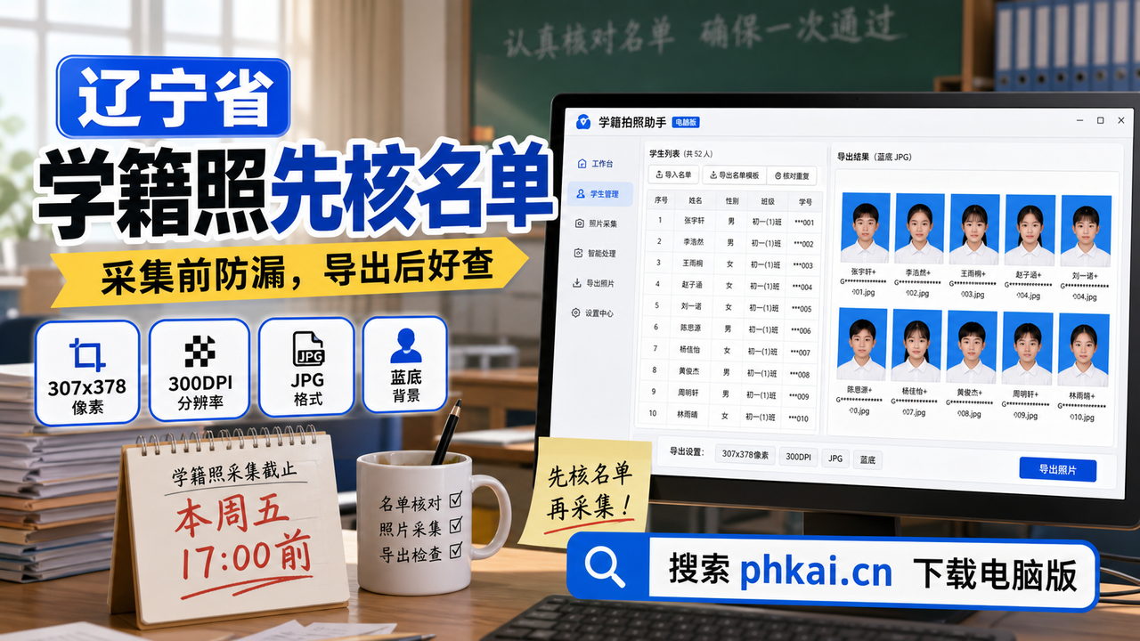 辽宁省中小学多班学籍照采集软件:学籍拍照助手电脑版按班导出