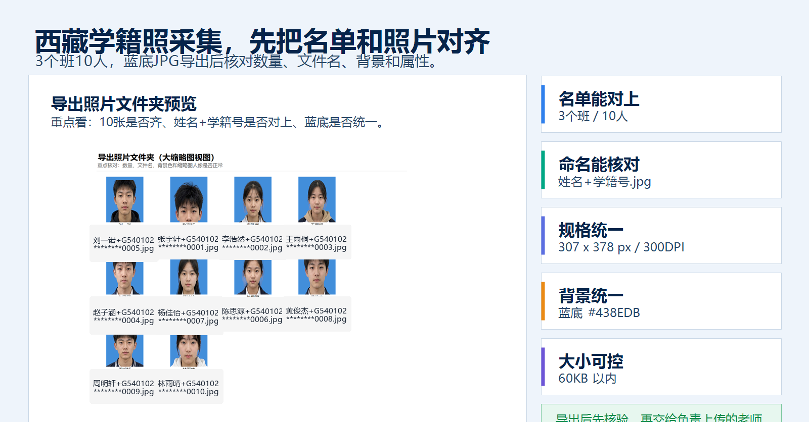 批量处理后的学籍照导出结果