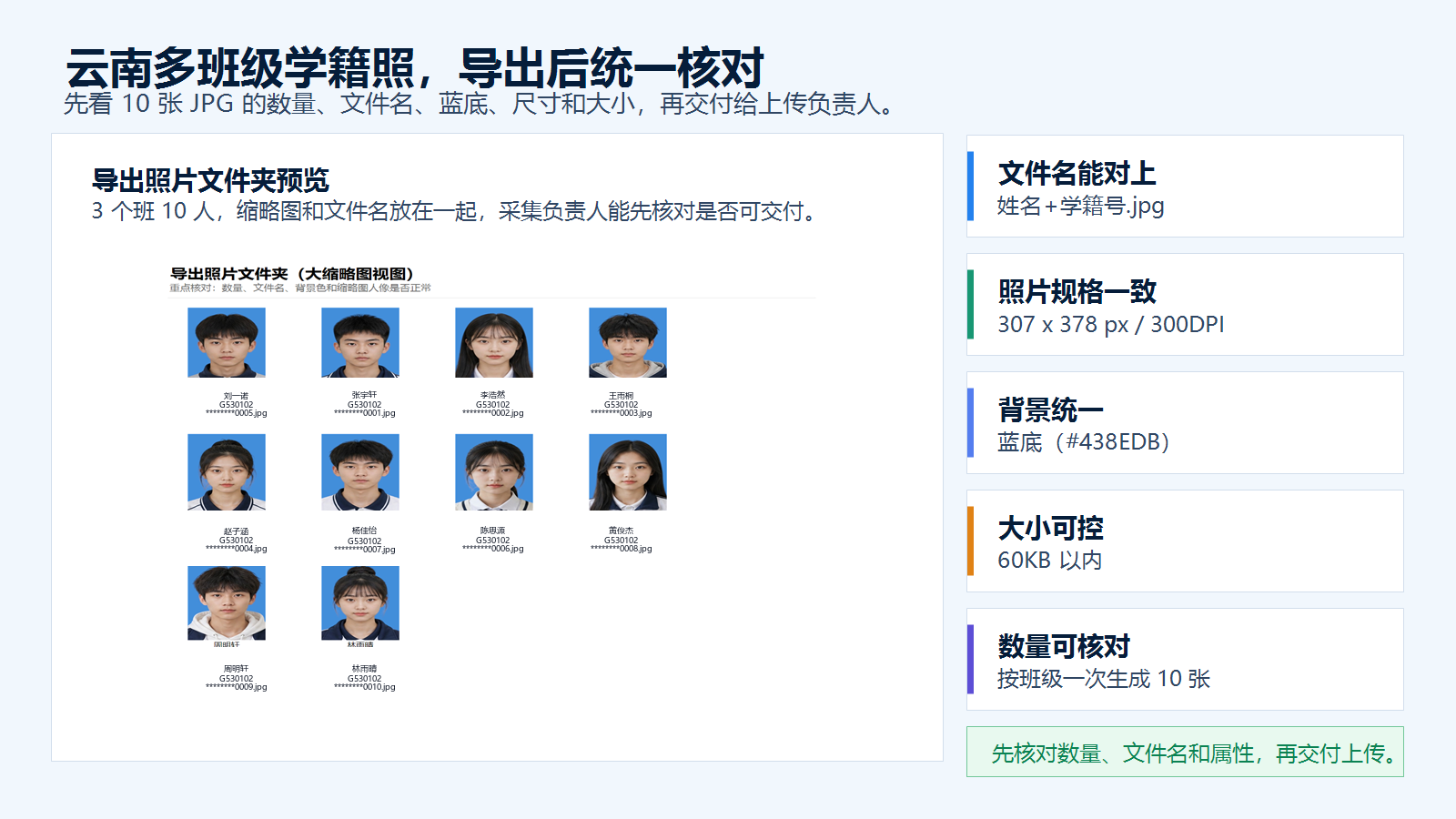 云南多班级学籍照导出结果预览